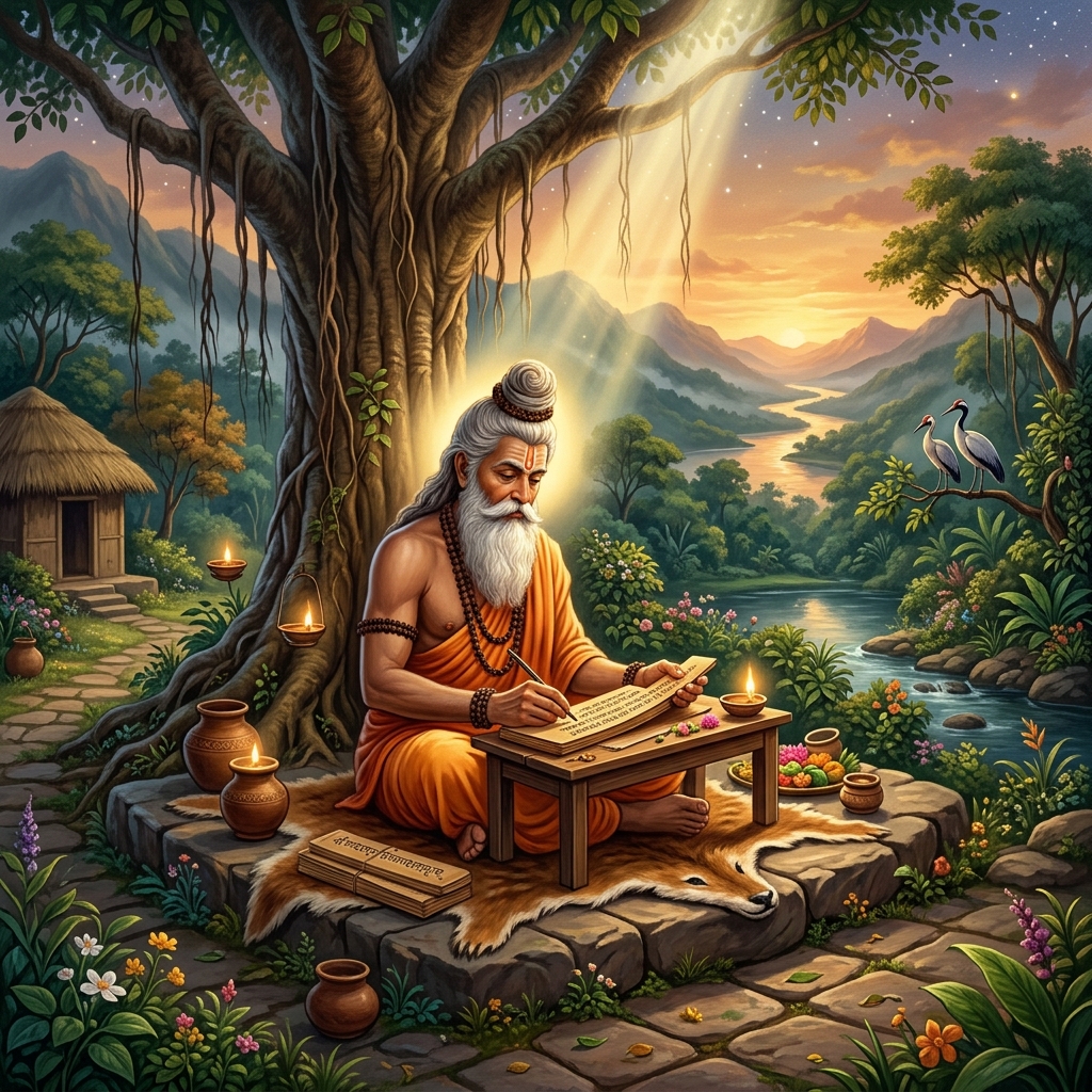 Adi Kavya - Sage Valmiki composing the Ramayana
